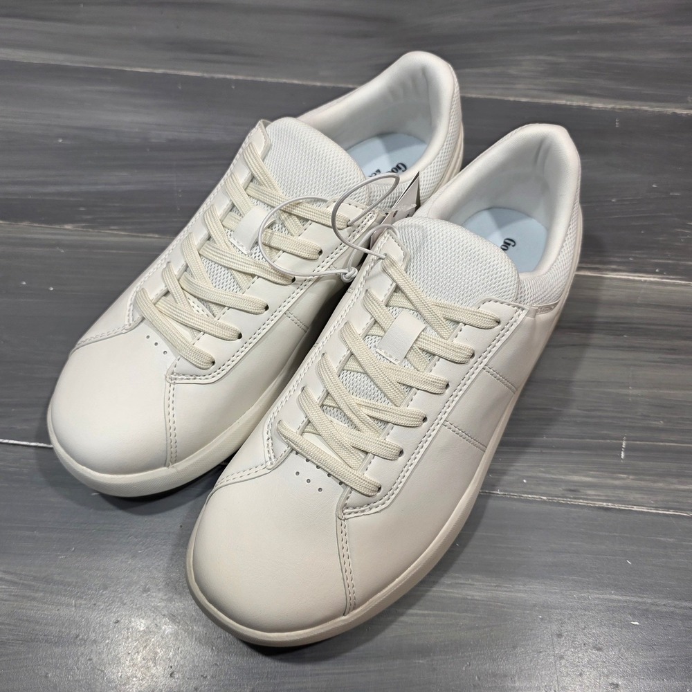 Goodfellow & Co Men's Scout Sneakers White Low Top Faux Leather Size 7 - Picture 3 of 9